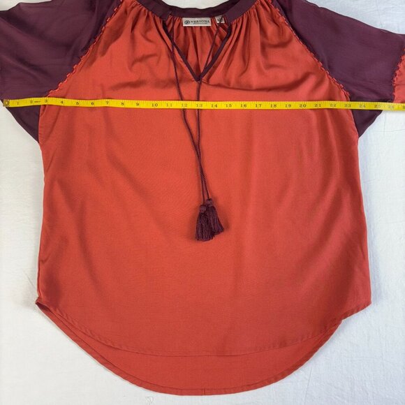 Versona Accessories Orange and Burgundy Boho Top - Size L - Picture 7 of 12